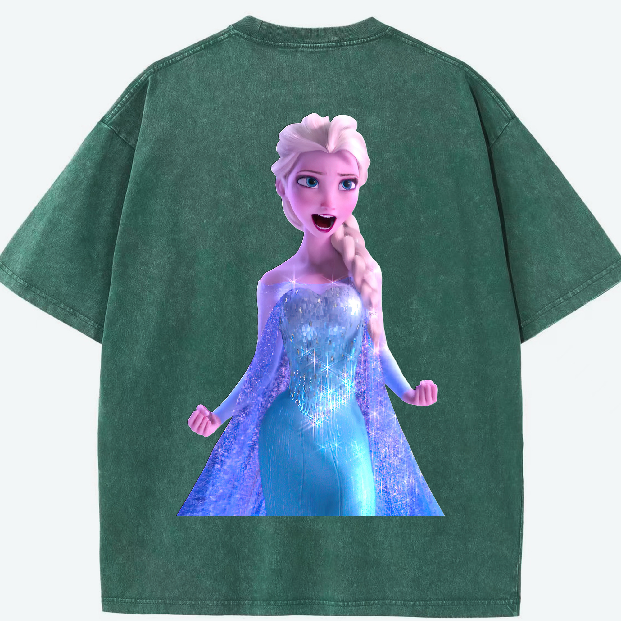 （画像用） アナと雪の女王 アンナ エルサ Frozen Anna Elsa 綿100% ヴィンテージ風 半袖Tシャツ（背面プリント）